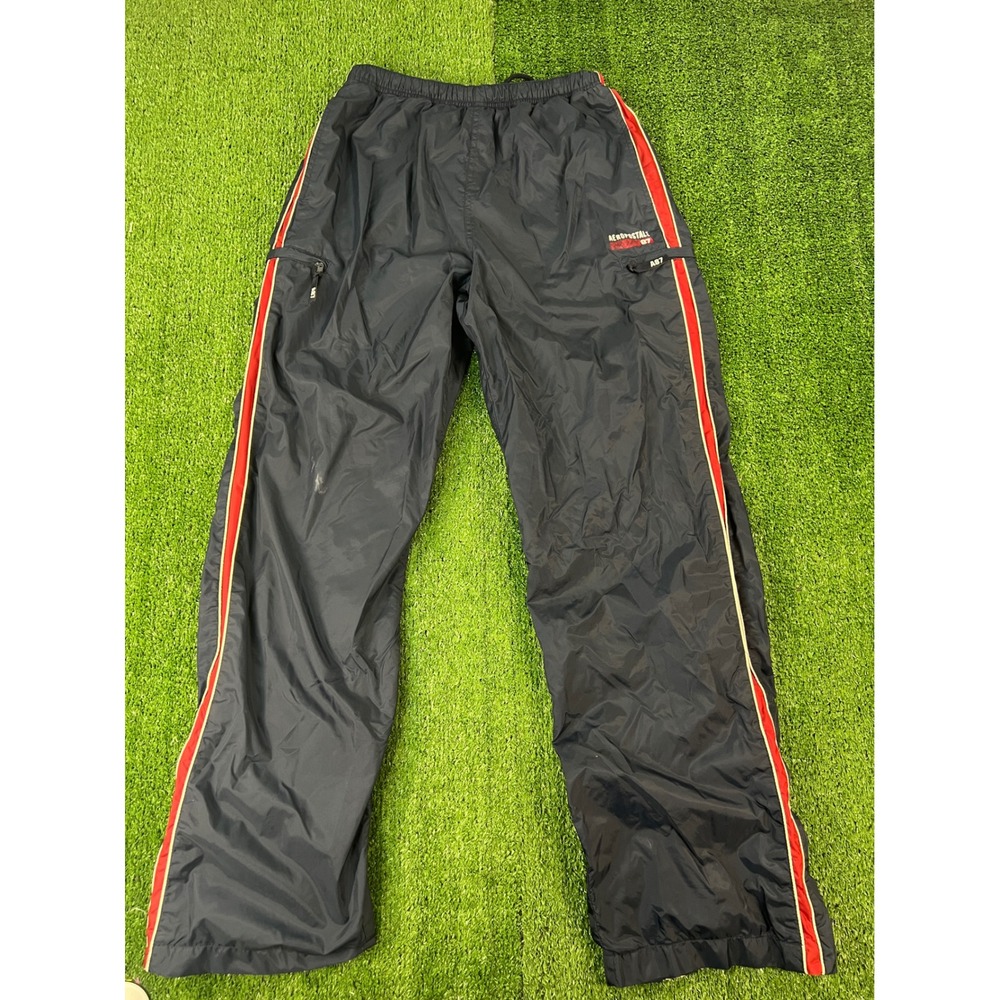 Aeropostale A87 Mens Navy Blue Nylon Track Windbreaker Pants Red Stripe XS 30W